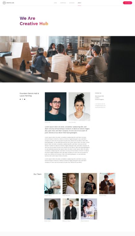 Creative Hub Joomla Template About Layout