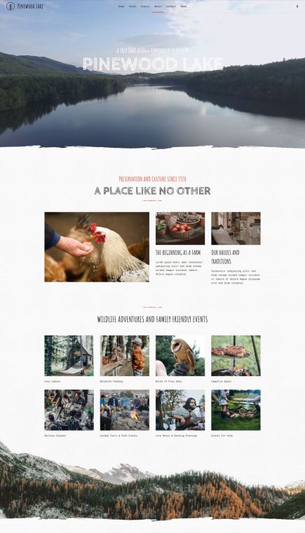 Pinewood Lake Joomla Template About Layout