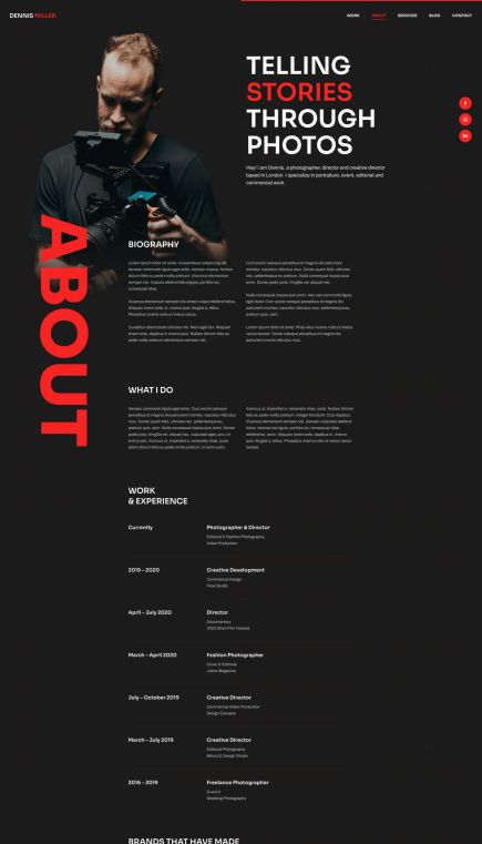 Dennis Miller Joomla Template About Layout