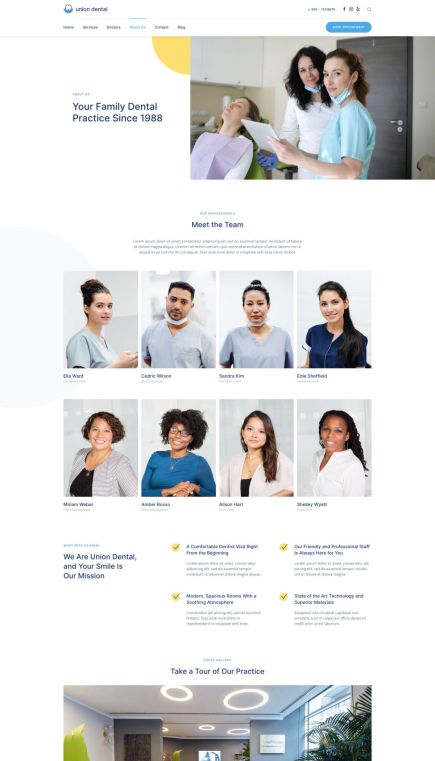 Union Dental WordPress Theme About Layout