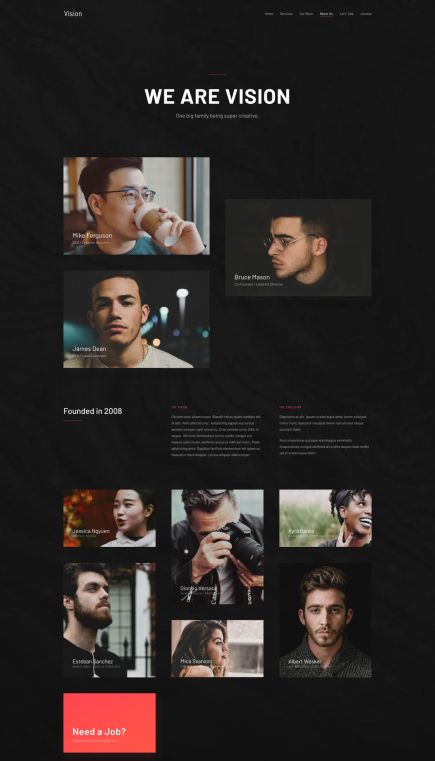 Vision Joomla Template Team Layout