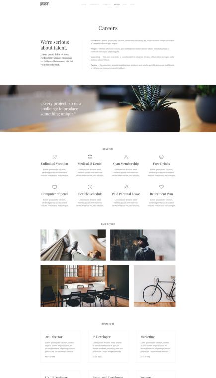 Fuse WordPress Theme Careers Layout