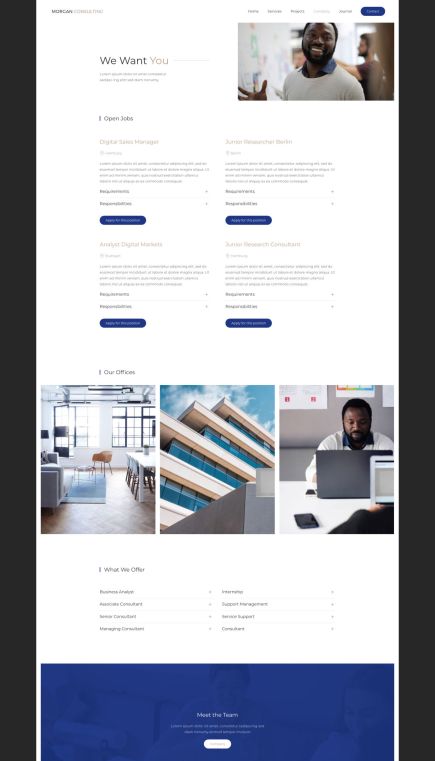 Morgan Consulting Joomla Template Careers Layout