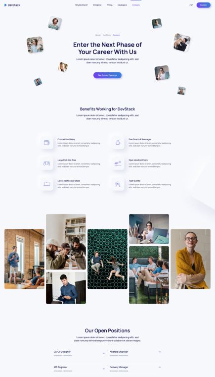 DevStack WordPress Theme Careers Layout