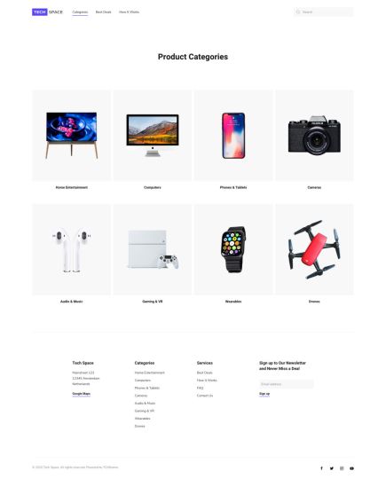 Tech Space WooCommerce Theme Categories Layout