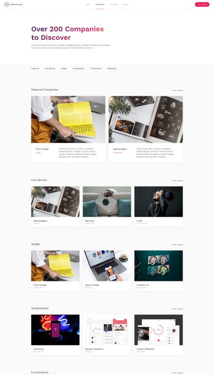 Creative Hub WordPress Theme Categories Layout