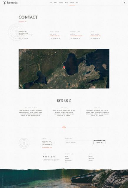 Pinewood Lake WordPress Theme Contact Layout