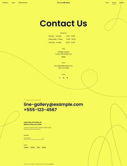 Line Gallery WordPress Theme Contact Layout