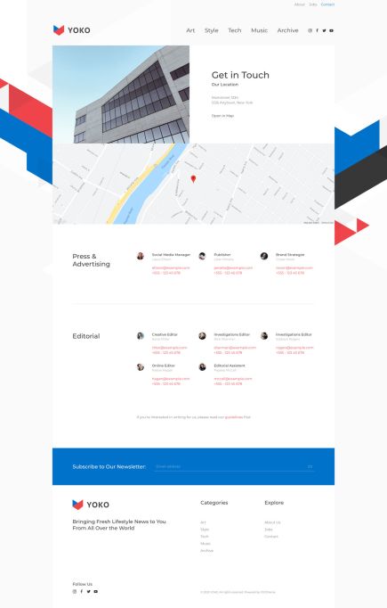 Yoko Joomla Template Contact Layout