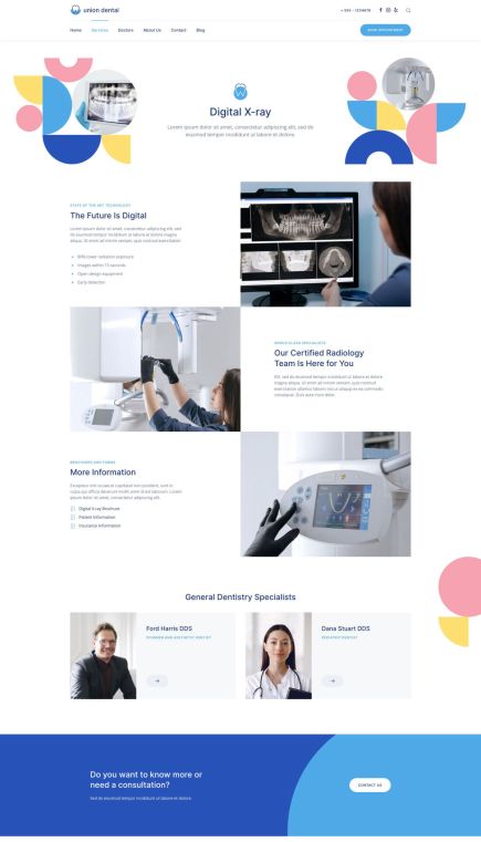 Union Dental WordPress Theme Services Layout