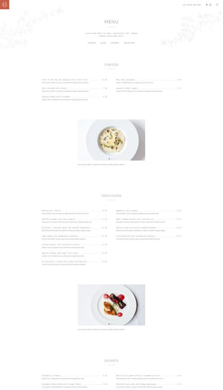 Copper Hill WordPress Theme Price List Layout