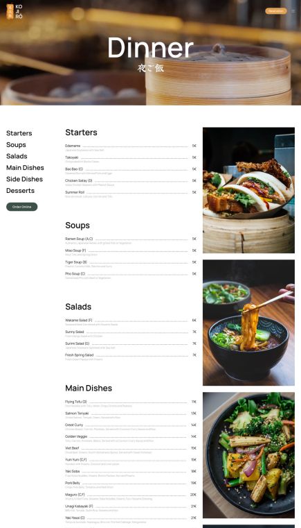 Kojiro Joomla Template Price List Layout