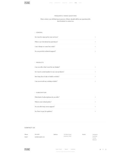 Fuse WordPress Theme FAQ Layout