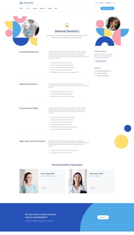 Union Dental Joomla Template Services Layout