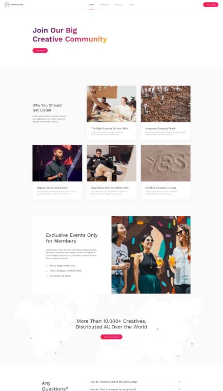 Creative Hub WordPress Theme Services Layout