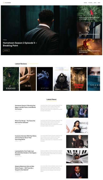 Framerate WordPress Theme Home Layout