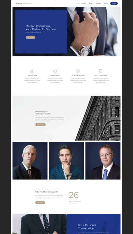 Morgan Consulting WordPress Theme Home Layout