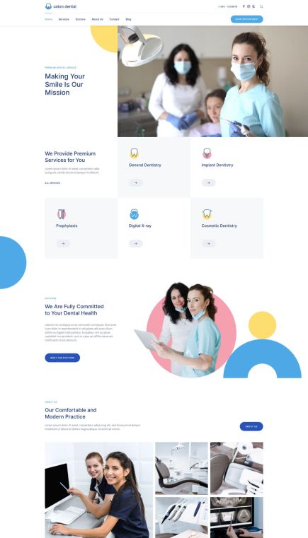 Union Dental Joomla Template Home Layout