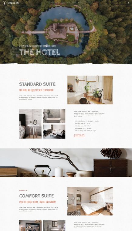 Pinewood Lake Joomla Template Hotel Services Layout