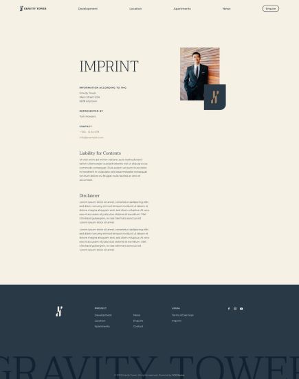 Gravity Tower WordPress Theme Imprint Layout