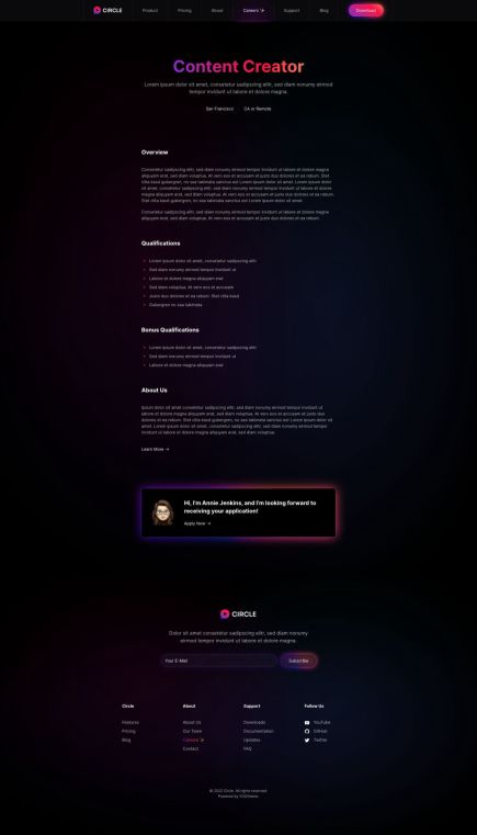 Circle Joomla Template Careers Layout