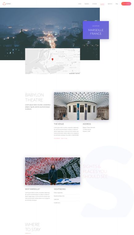 Sonic WordPress Theme Location Layout