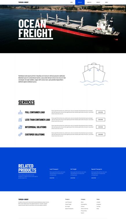 Tomsen Brody WordPress Theme Services Layout