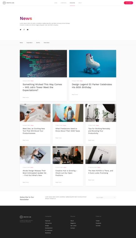 Creative Hub Joomla Template Index Layout