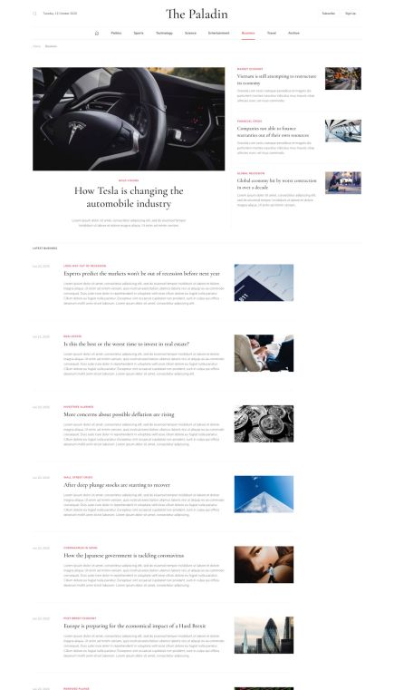 Paladin WordPress Theme Index Layout