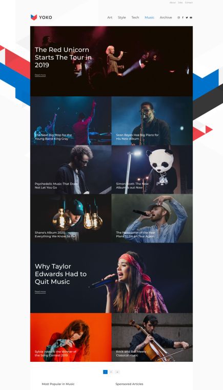 Yoko WordPress Theme Index Layout