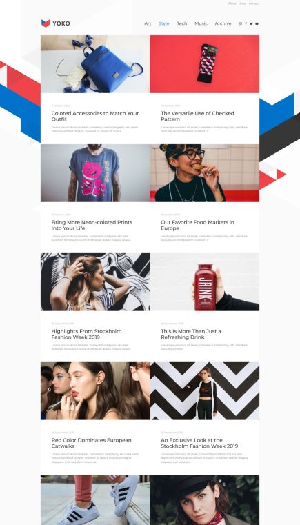 Yoko Joomla Template Index Layout