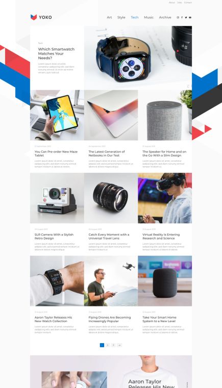 Yoko WordPress Theme Index Layout