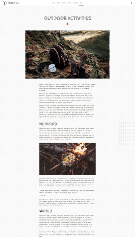 Pinewood Lake WordPress Theme Post Layout