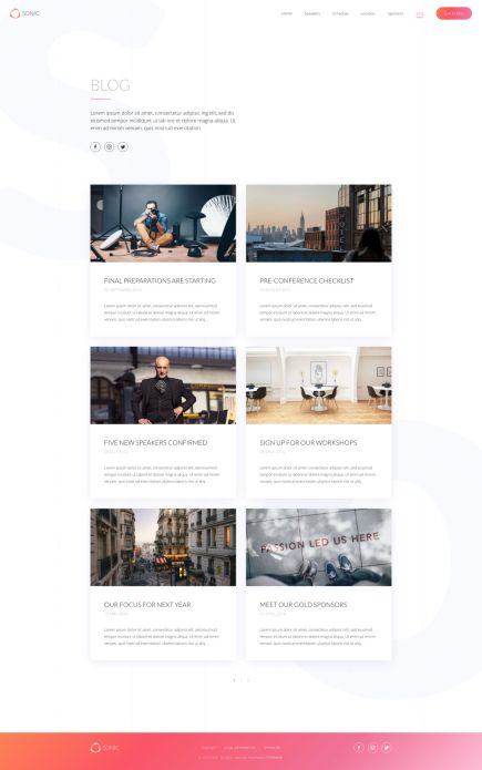 Sonic WordPress Theme Index Layout