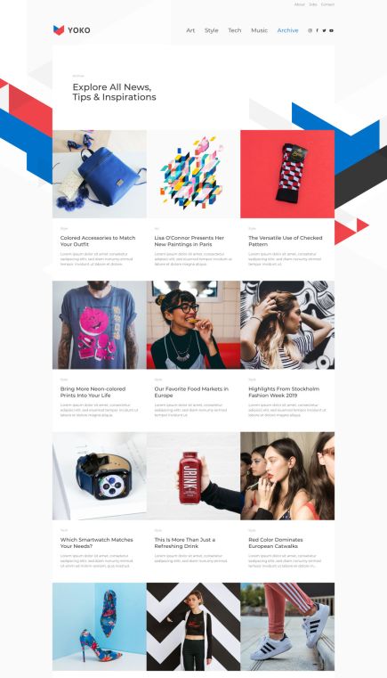 Yoko WordPress Theme Index Layout