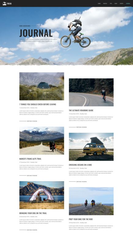 Trek WordPress Theme Index Layout