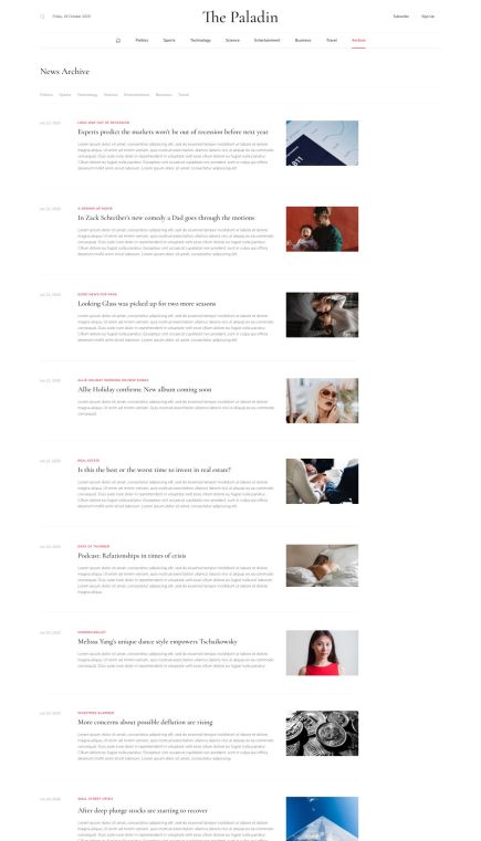 Paladin WordPress Theme Index Layout