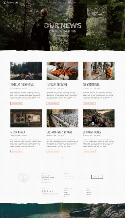 Pinewood Lake WordPress Theme Index Layout