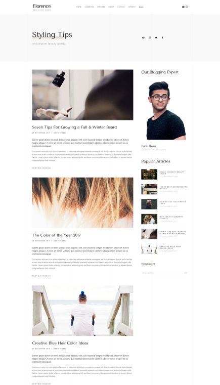 Florence WordPress Theme Index Layout