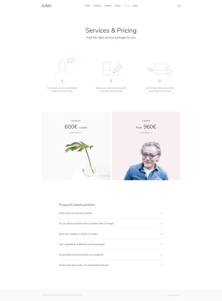 Juno WordPress Theme Pricing Layout