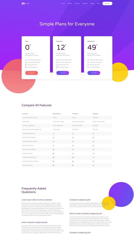 Flow Joomla Template Pricing Layout