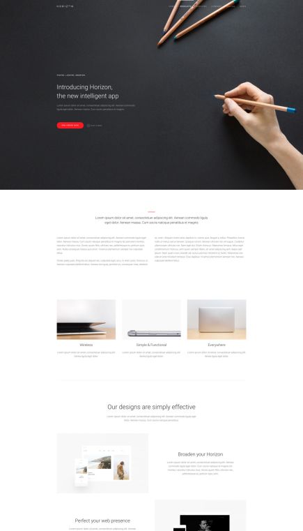 Horizon WordPress Theme Features Layout