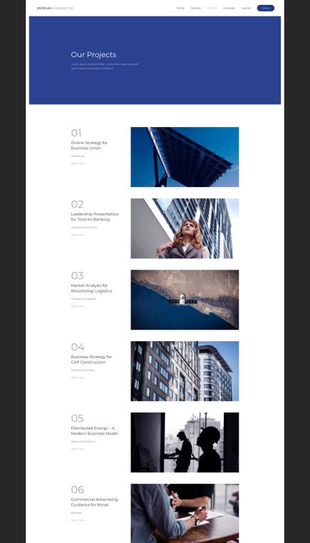 Morgan Consulting Joomla Template Portfolio Layout