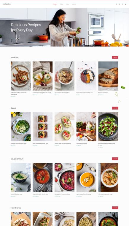 Kitchen Daily WordPress Theme Categories Layout