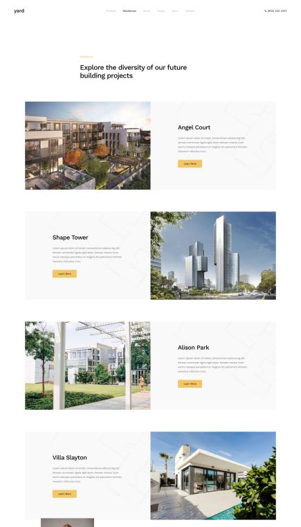 Yard Joomla Template Portfolio Layout