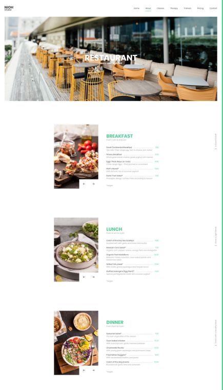 Nioh Studio WordPress Theme Price List Layout