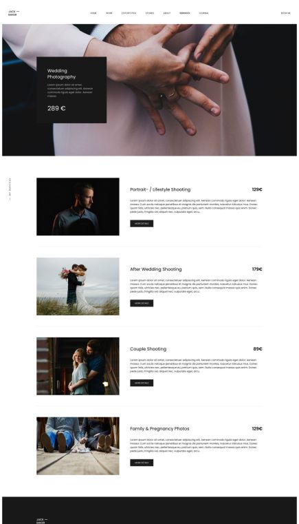 Jack Baker WordPress Theme Services Layout