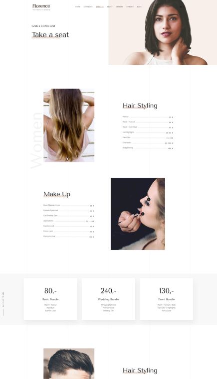 Florence WordPress Theme Price List Layout