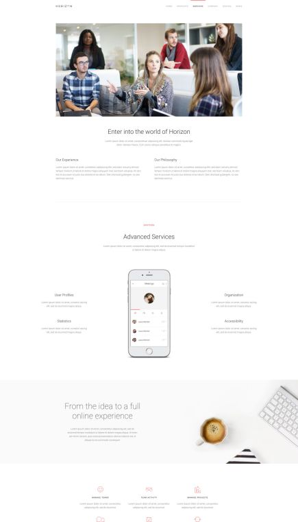 Horizon WordPress Theme Services Layout