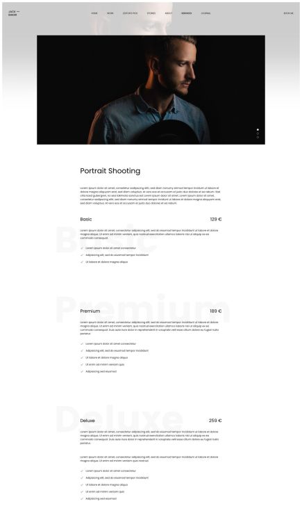 Jack Baker WordPress Theme Portrait Services Layout